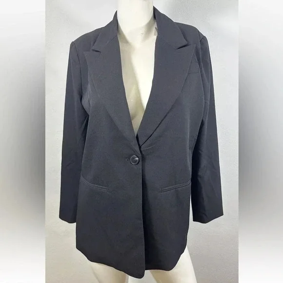 NWT Worthington Sz M Black Blazer Jacket Long Sleeve Formal Career - Picture 1 of 9